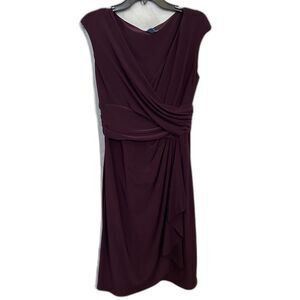 0000 Chaps Women's Purple Faux Wrap V-Neck Dress Size Large